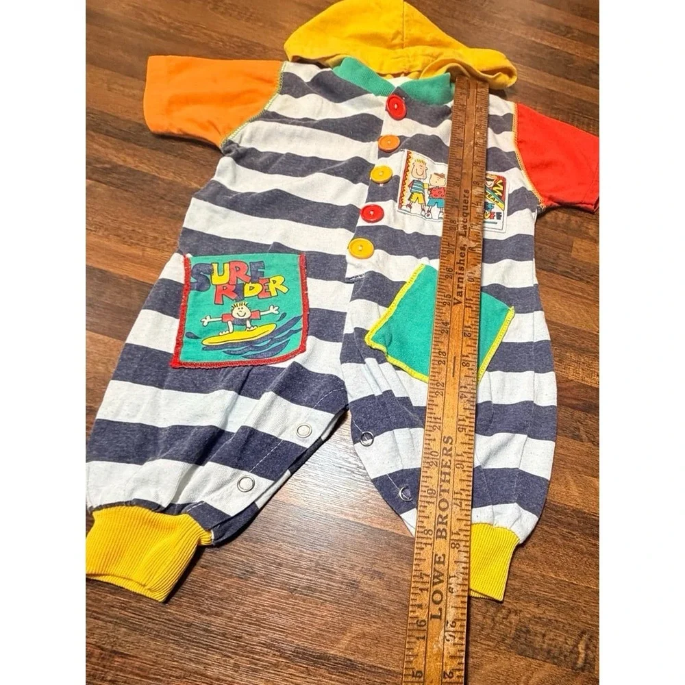 Vintage 80s Y2K color block one piece outfit.  Surf rider. Size 9 months.  Rare